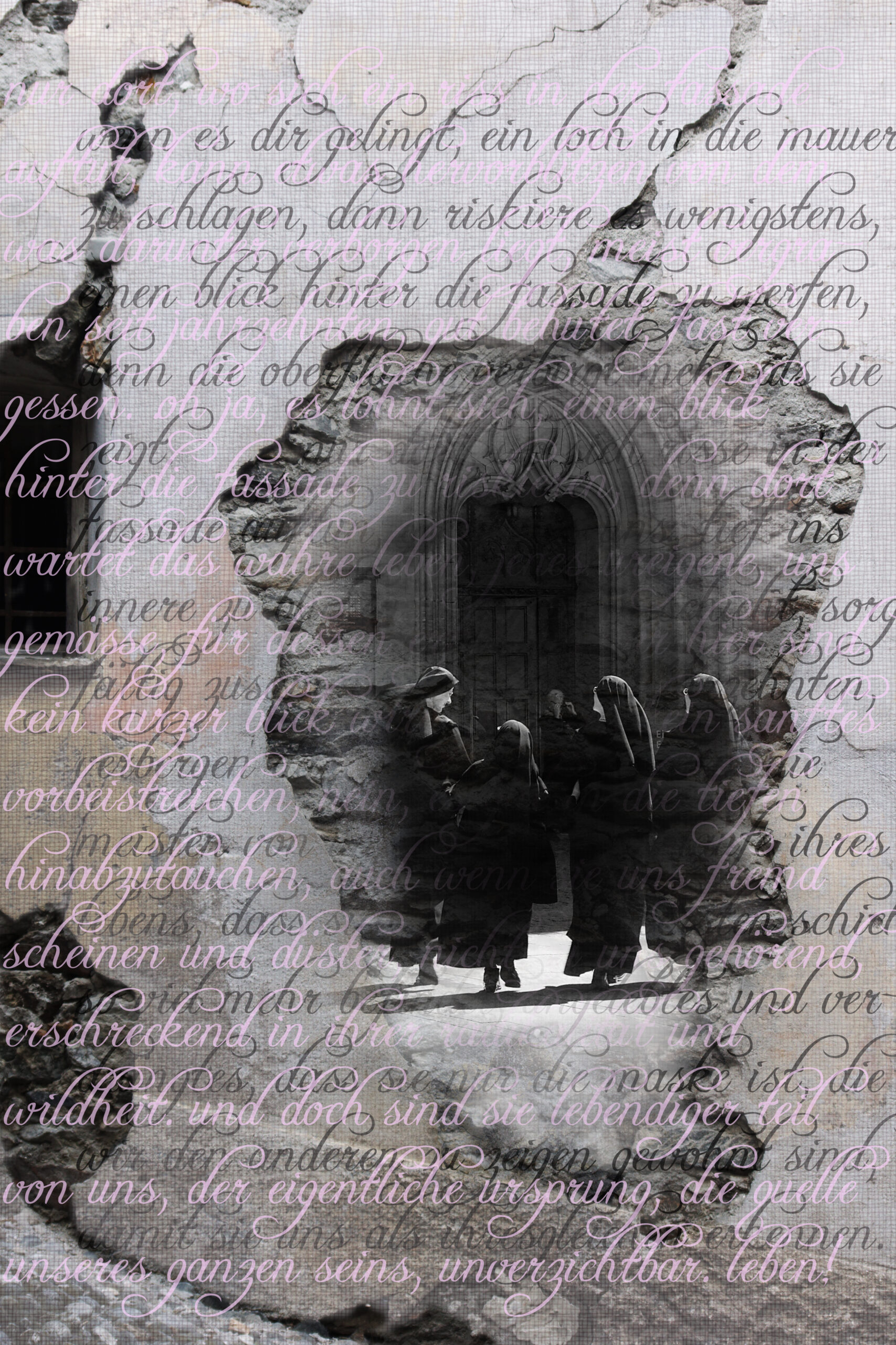 Collage nonnen im fassadenriss 02